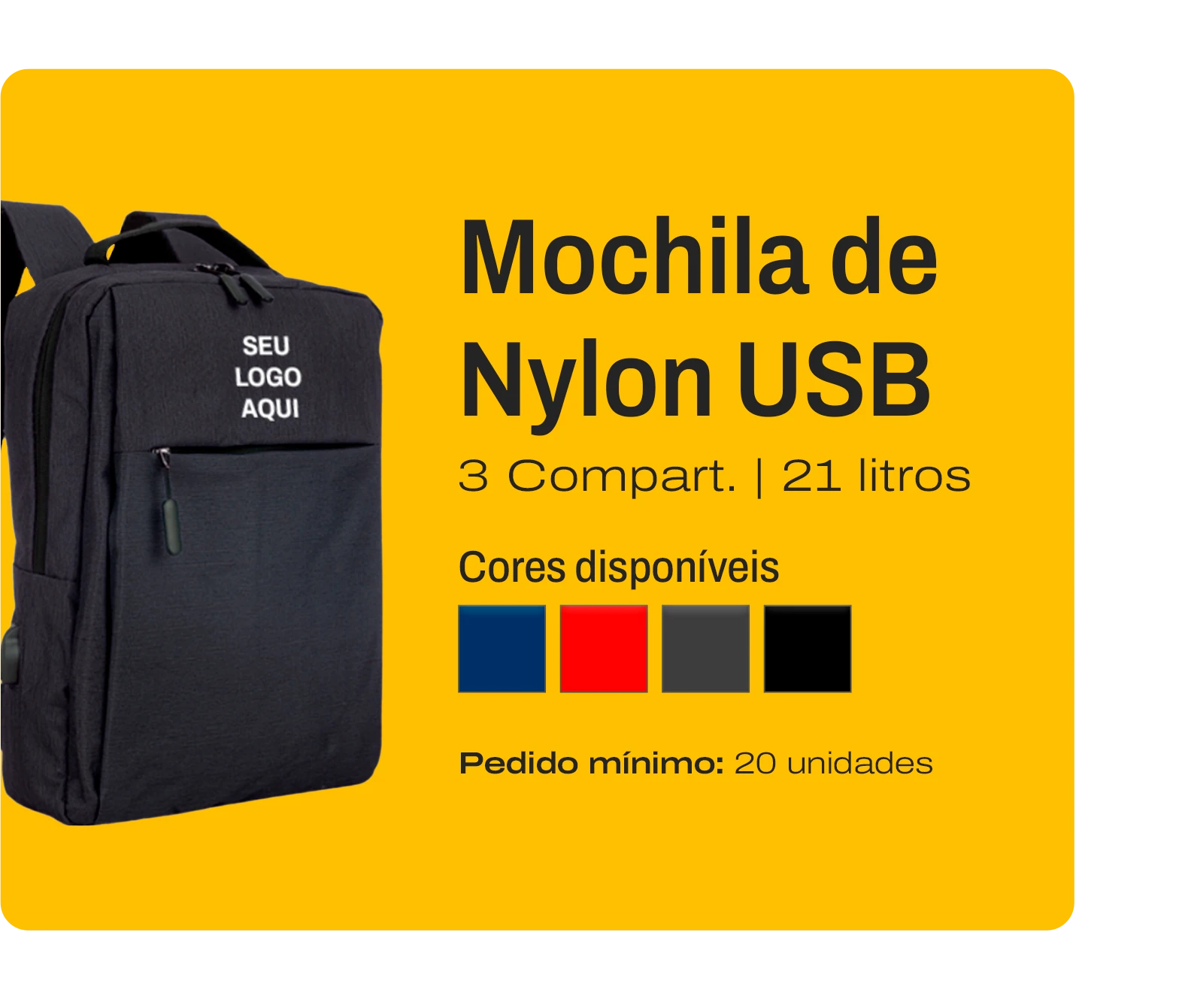 Mochila de Nylon USB 21L